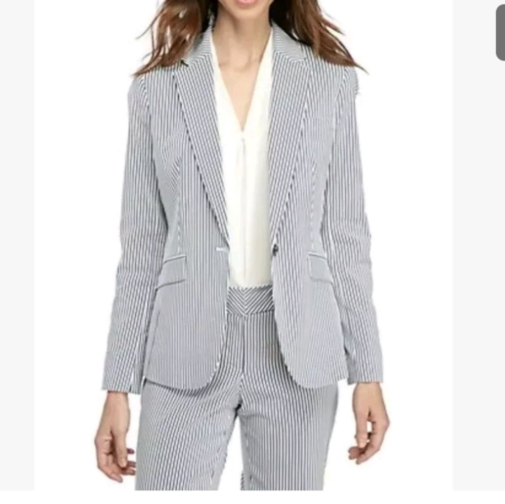 Nine west searsucker blazer grey white 6